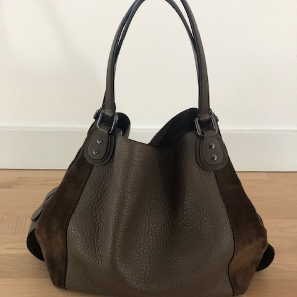 COACH Edie 42 Leather & Suede Shoulder Bag Fatigue
